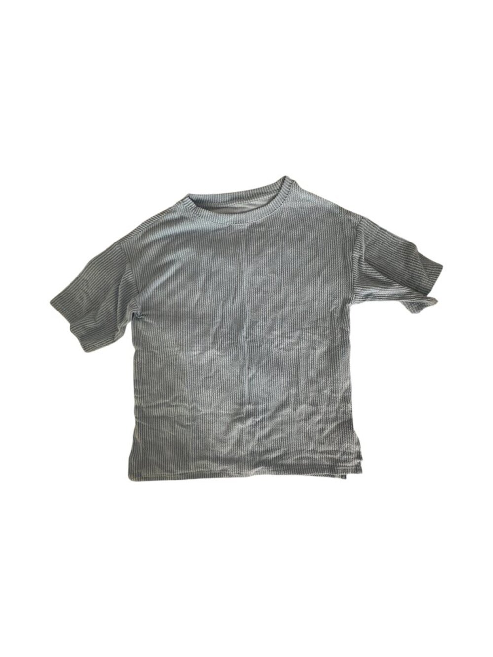 3D Blue and White Striped Short Sleeve T-Shirt - Large